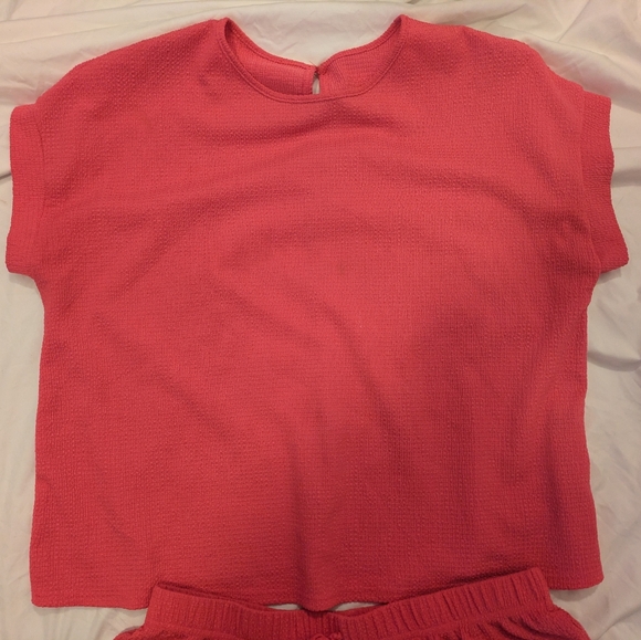 Coral Pink Knit Style Top & Short Set Size 1X - Picture 4 of 5